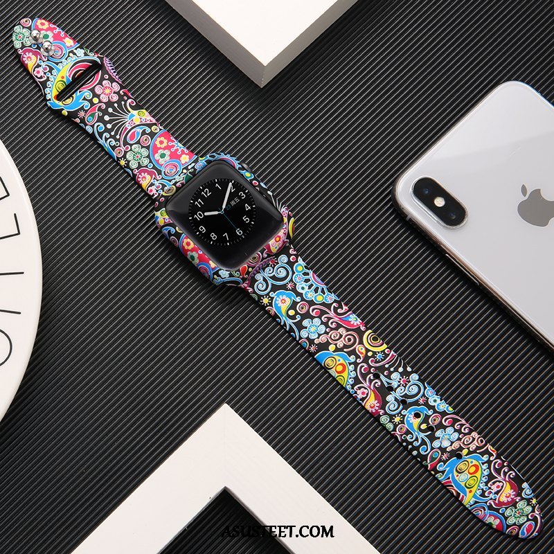 Apple Watch Series 3 Kuoret Painatus Suojaus Silikoni Kuori Musta