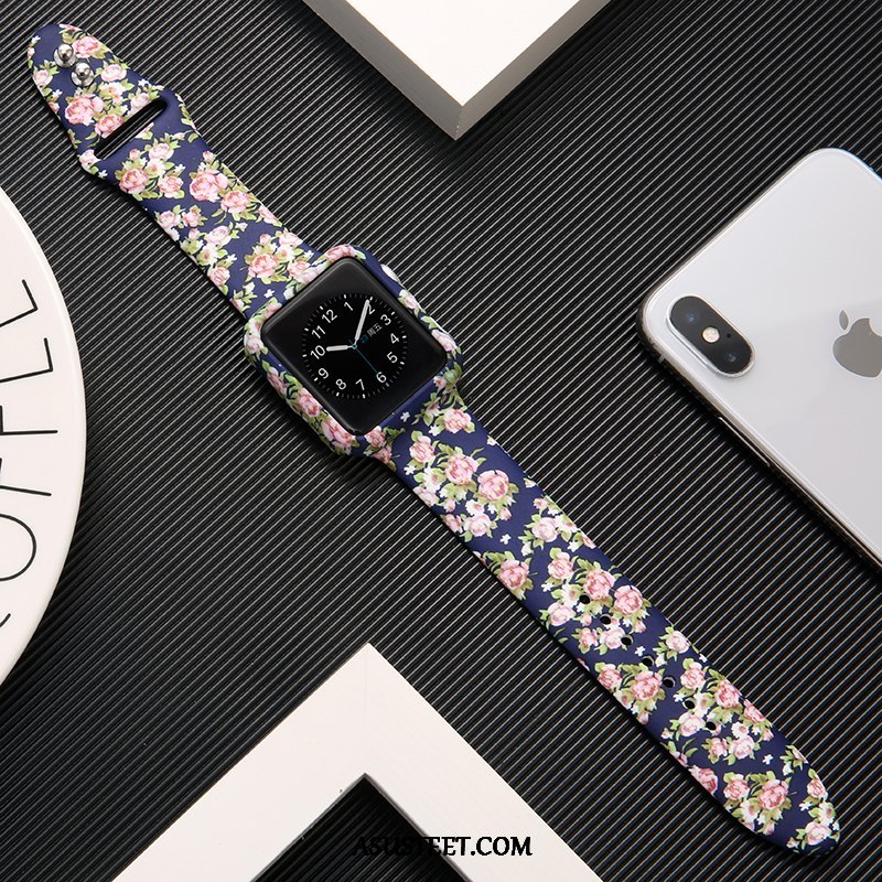 Apple Watch Series 3 Kuoret Painatus Suojaus Silikoni Kuori Musta