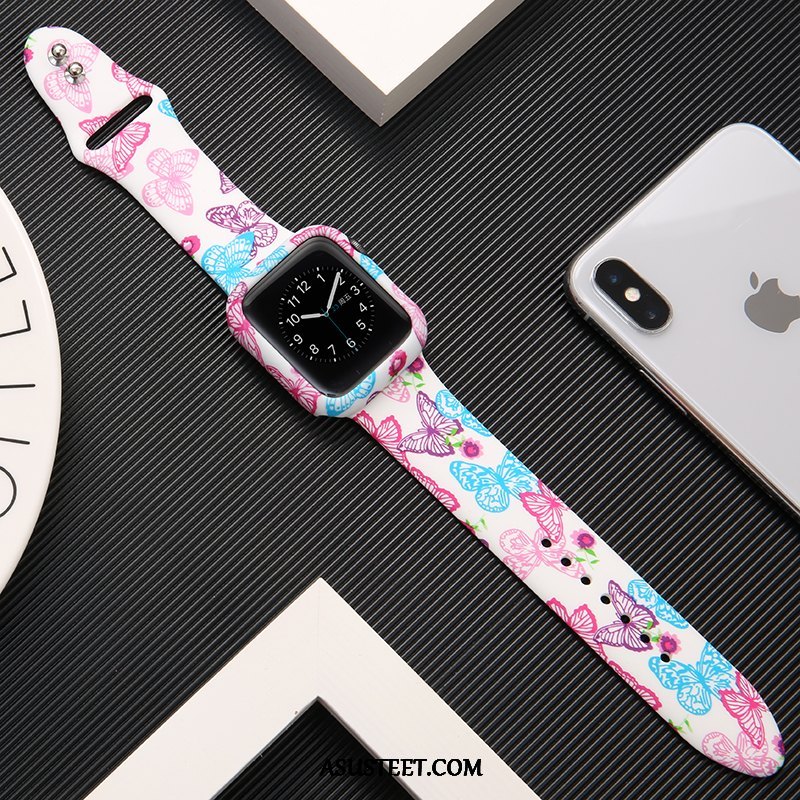 Apple Watch Series 3 Kuoret Painatus Suojaus Silikoni Kuori Musta