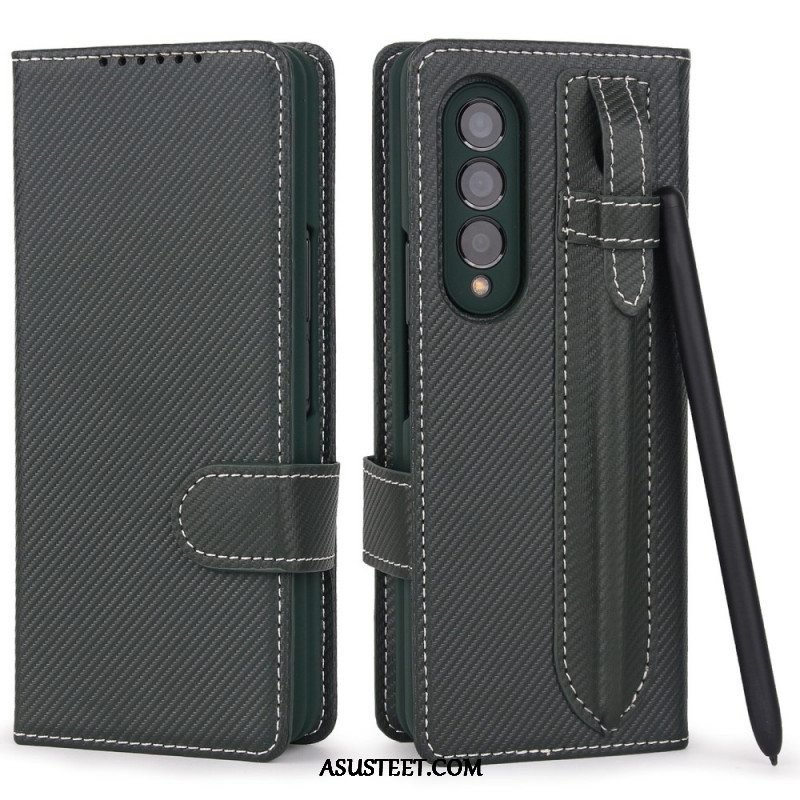 Case Nahkakotelo Samsung Galaxy Z Fold 3 5G Irrotettava Kynäpidike