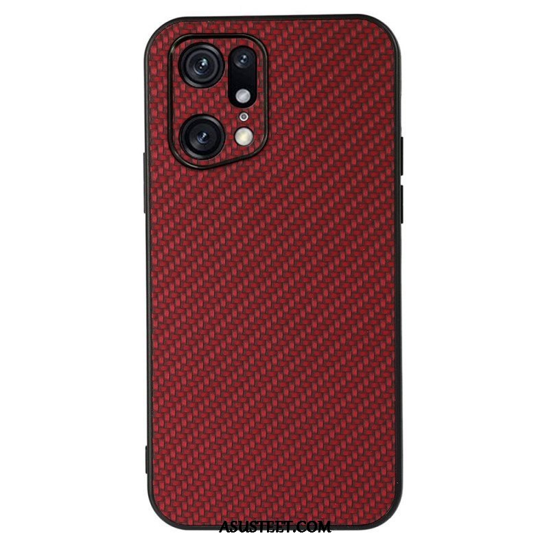 Case Oppo Find X5 Pro Nahkavaikutteinen Hiilikuiturakenne