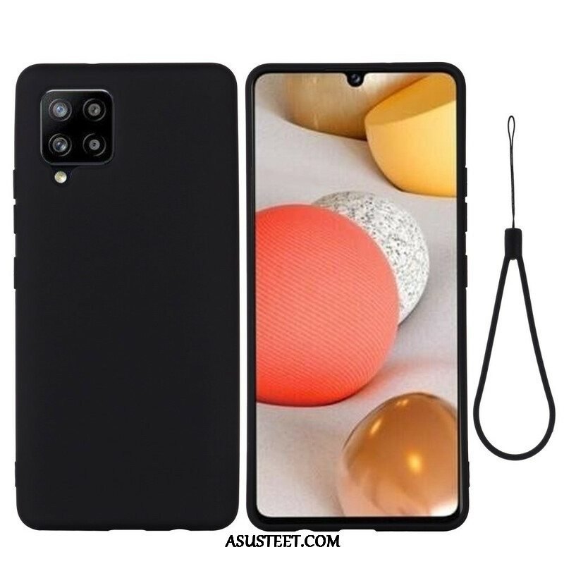 Case Samsung Galaxy A42 5G Nestemäinen Silikoni Kaulanauhalla