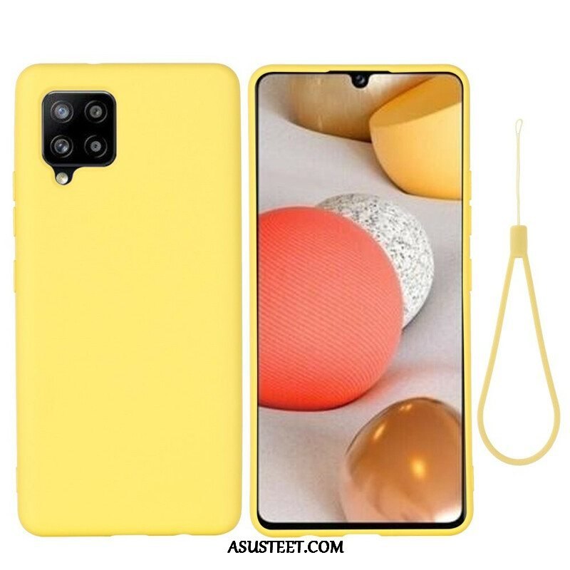 Case Samsung Galaxy A42 5G Nestemäinen Silikoni Kaulanauhalla