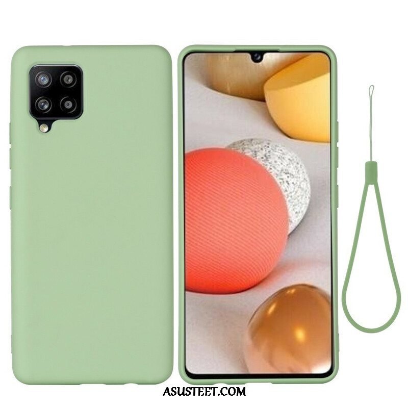 Case Samsung Galaxy A42 5G Nestemäinen Silikoni Kaulanauhalla