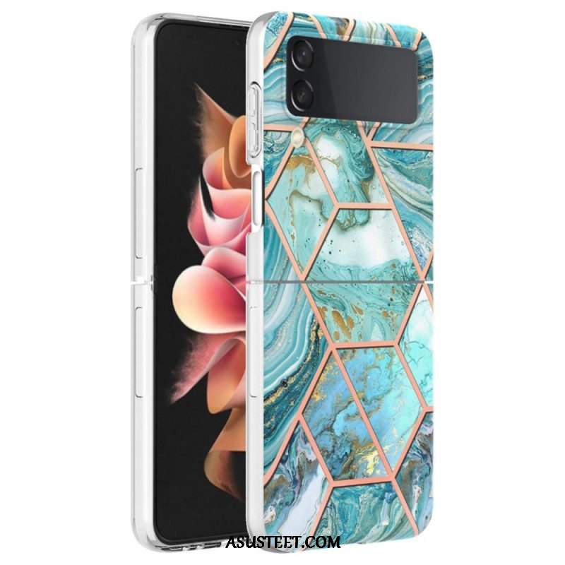 Case Samsung Galaxy Z Flip 4 Kotelot Flip Geometrinen Marmori