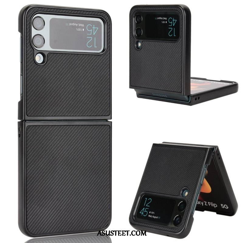 Case Samsung Galaxy Z Flip 4 Kotelot Flip Nahkavaikutteinen Hiilikuiturakenne