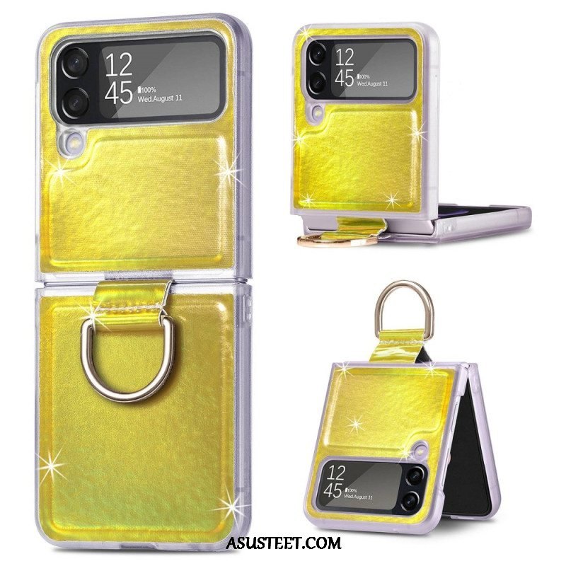 Case Samsung Galaxy Z Flip 4 Kotelot Flip Sähköiset Värit Ja Rengas