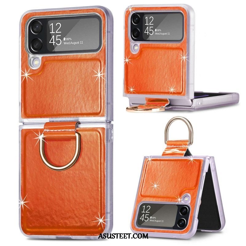 Case Samsung Galaxy Z Flip 4 Kotelot Flip Sähköiset Värit Ja Rengas