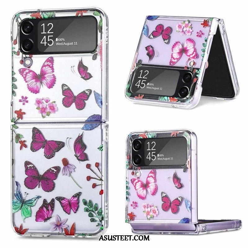 Case Samsung Galaxy Z Flip 4 Kotelot Flip Useita Perhosia