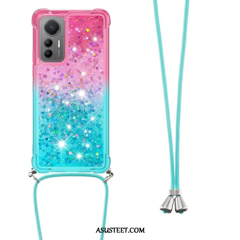 Case Xiaomi 12 Lite Kiristysnyörillä Glitter Silikoni Johto