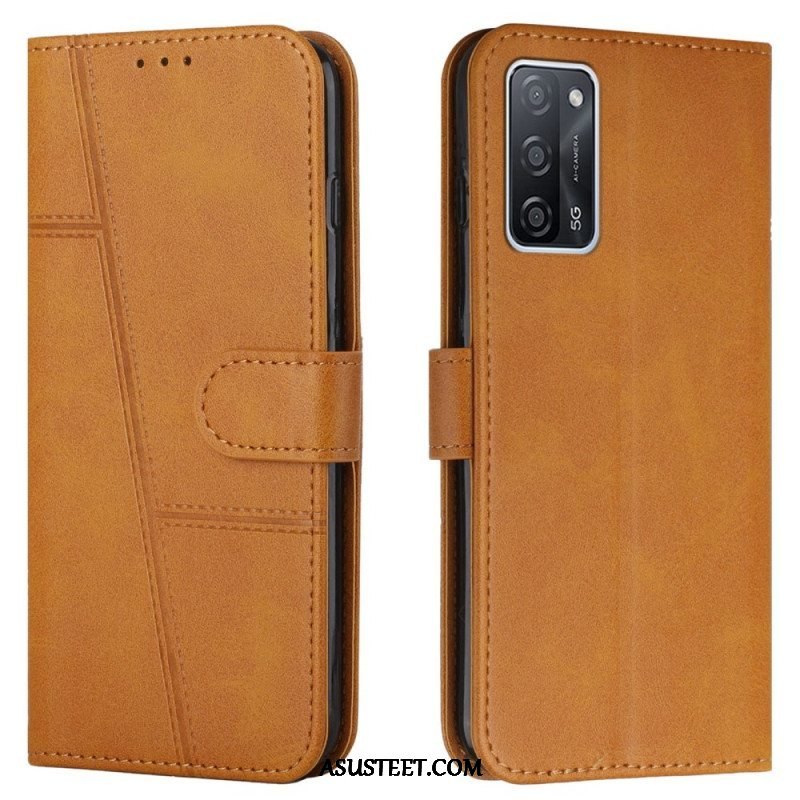 Flip Case Oppo A16 / A16s Suojaketju Kuori Strappy Geo Leather Effect