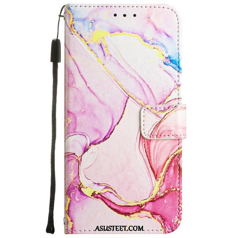 Flip Case Oppo A54 5G / A74 5G Marmori Kaulanauhalla