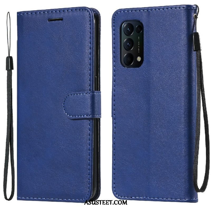 Flip Case Oppo Find X3 Lite Suojaketju Kuori Strappy Leather Effect