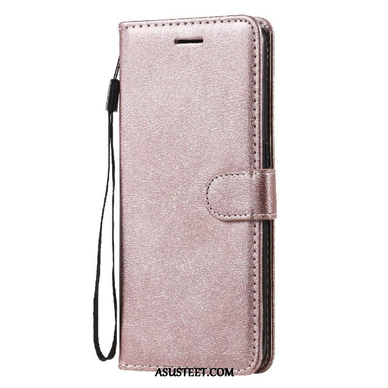 Flip Case Oppo Find X3 Lite Suojaketju Kuori Strappy Leather Effect