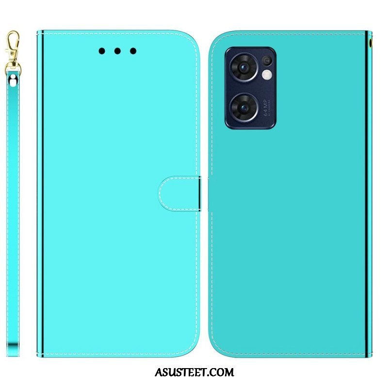 Flip Case Oppo Find X5 Lite Keinonahkainen Peilin Kansi