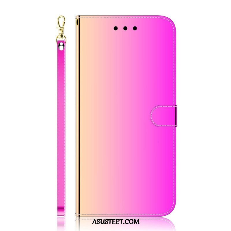 Flip Case Oppo Reno 8 Lite Keinopeilinahka Hihnalla