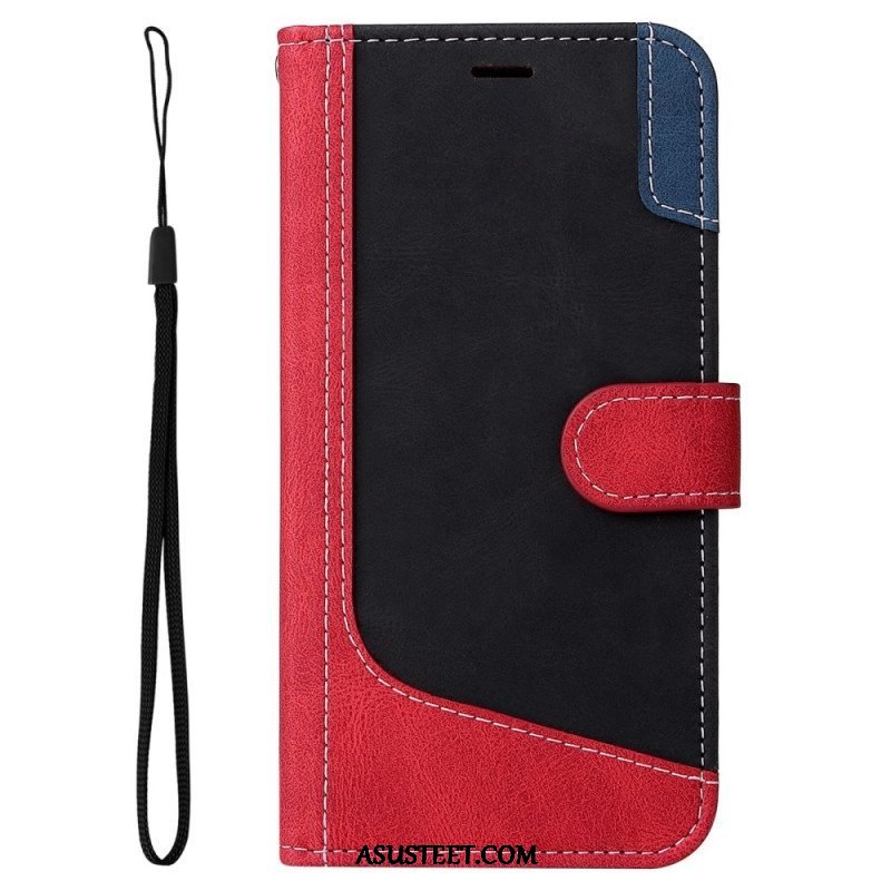 Flip Case Samsung Galaxy A13 Kaksisävyinen Hihnalla