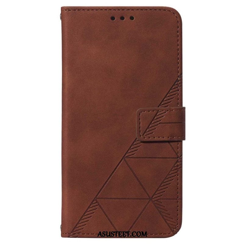 Flip Case Samsung Galaxy A14 / A14 5G Kolmiot Kaulanauhalla