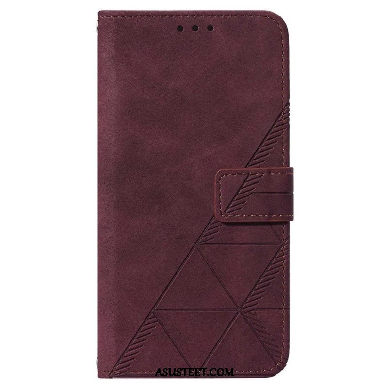 Flip Case Samsung Galaxy A14 / A14 5G Kolmiot Kaulanauhalla