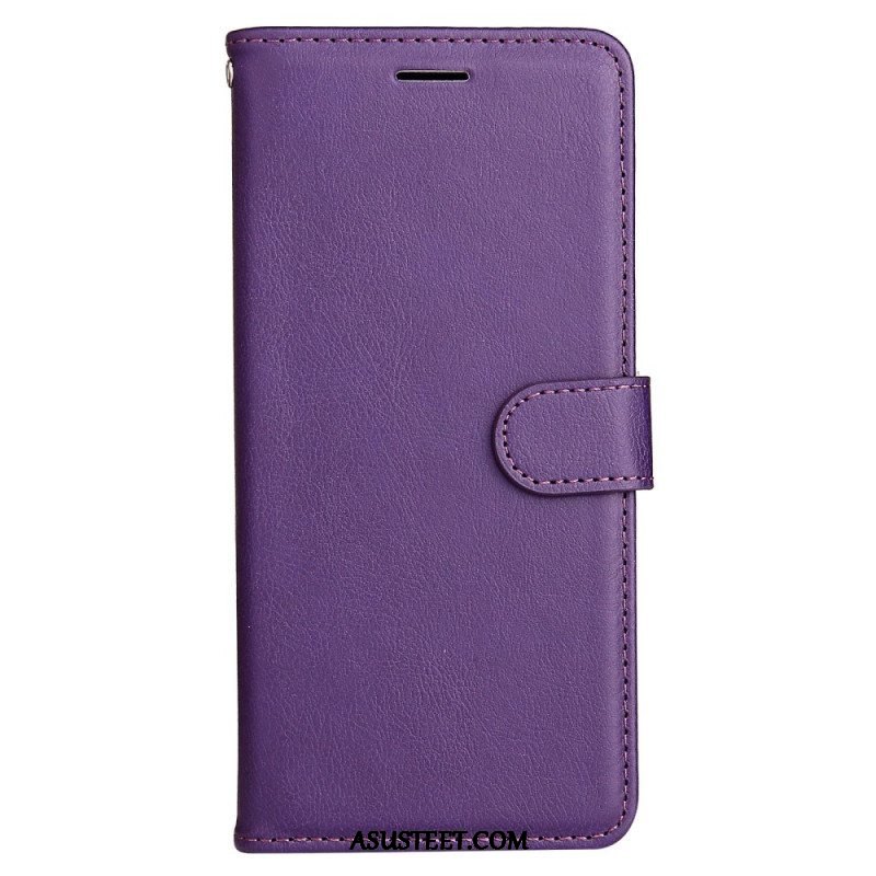 Flip Case Samsung Galaxy A53 5G Suojaketju Kuori Strappy Plain Leather Style