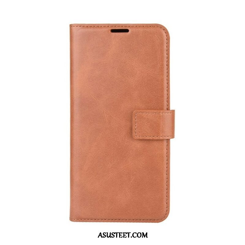 Flip Case Samsung Galaxy M12 / A12 Lasitettu Nahkaefekti