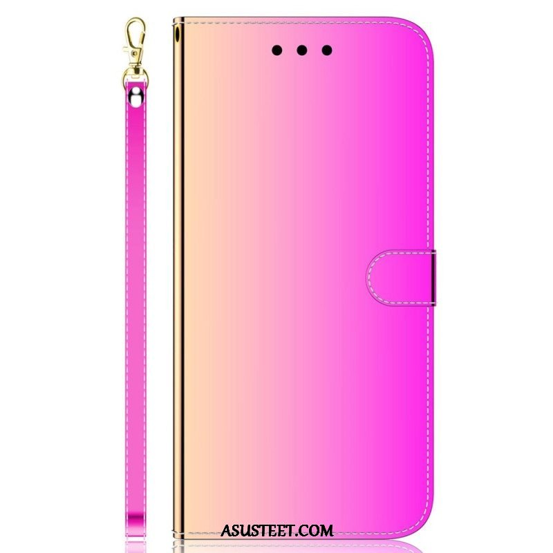 Flip Case Samsung Galaxy M53 5G Peili Ja Kaulanauha