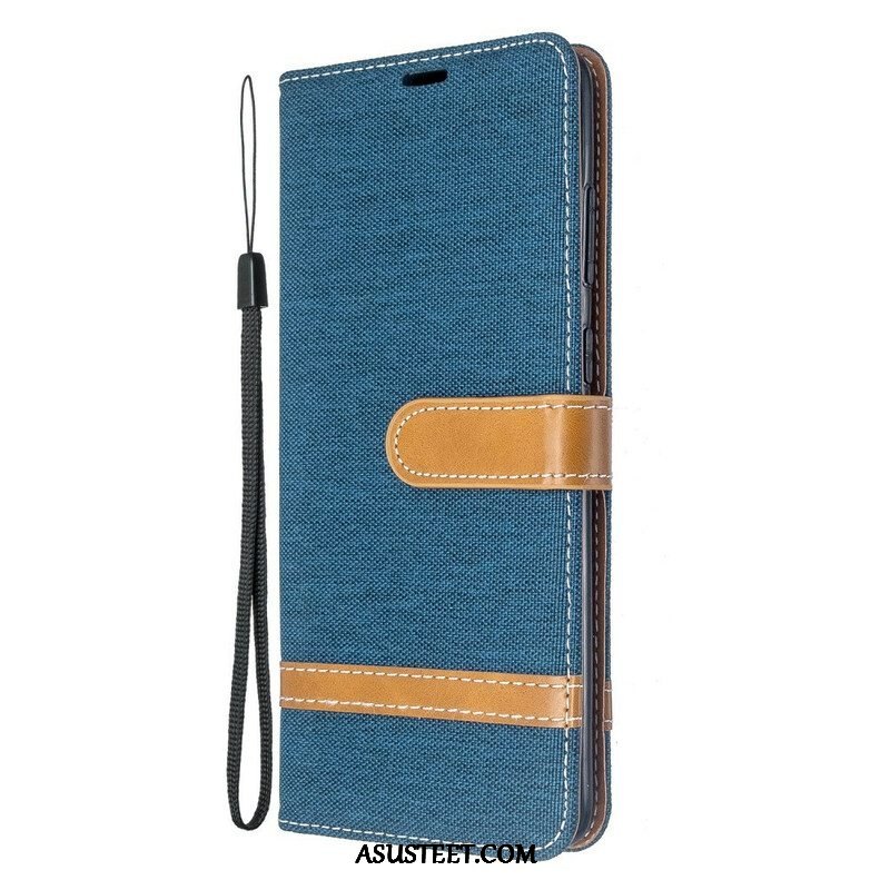 Flip Case Samsung Galaxy S20 Plus / S20 Plus 5G Suojaketju Kuori Kangas- Ja Nahkaefektihihna