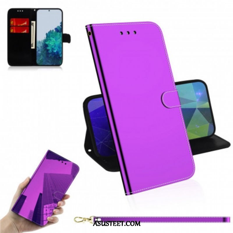 Flip Case Samsung Galaxy S21 Plus 5G Keinonahkainen Peilin Kansi