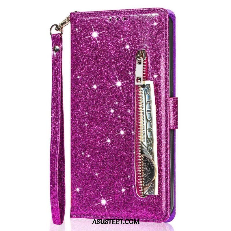 Flip Case Samsung Galaxy S23 5G Glitter Kolikkopussi