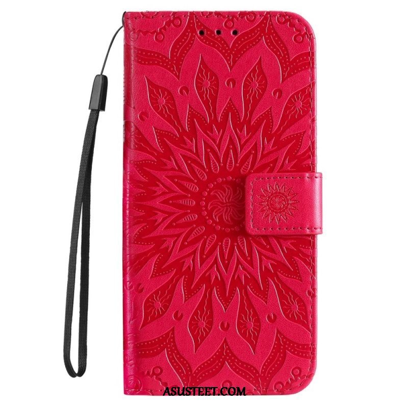 Flip Case Samsung Galaxy S23 5G Mandala-aurinko Kaulanauhalla