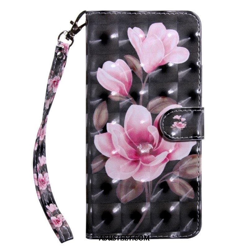 Flip Case Samsung Galaxy S23 5G Suojaketju Kuori Strappy Kukka