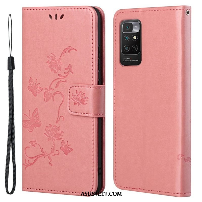 Flip Case Xiaomi Redmi Note 11 / 11S Suojaketju Kuori Strap Kukat