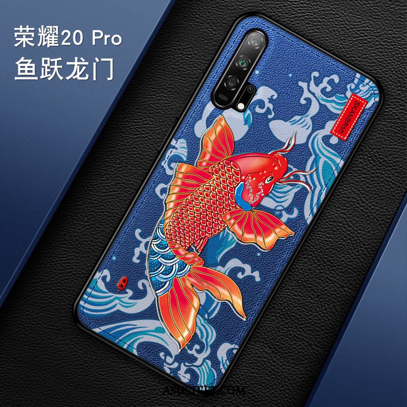 Honor 20 Pro Kuori Kuoret Tide-brändi Luova Nahka Kohokuviointi Sininen