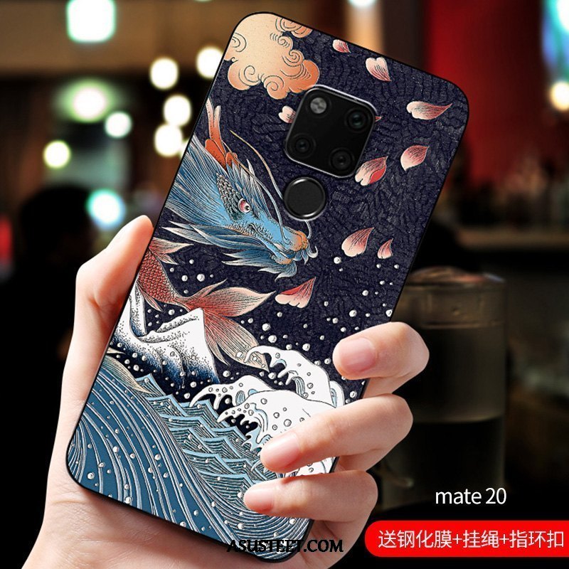 Huawei Mate 20 Kuoret Kohokuviointi Muokata Pesty Suede Suojaus Silikoni