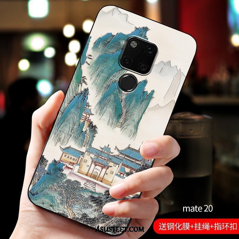 Huawei Mate 20 Kuoret Kohokuviointi Muokata Pesty Suede Suojaus Silikoni