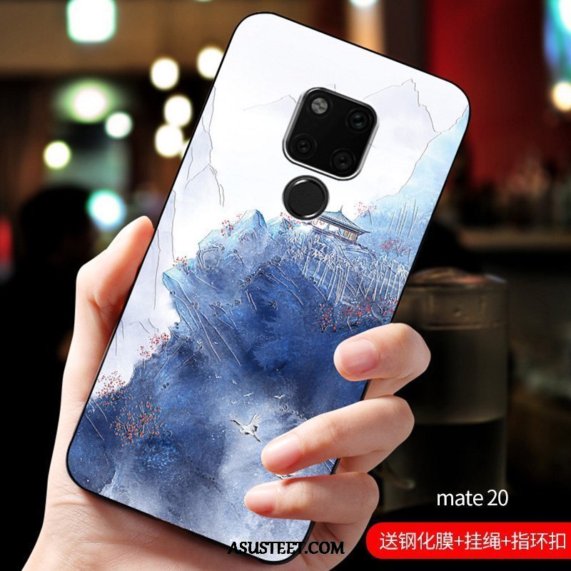 Huawei Mate 20 Kuoret Kohokuviointi Muokata Pesty Suede Suojaus Silikoni