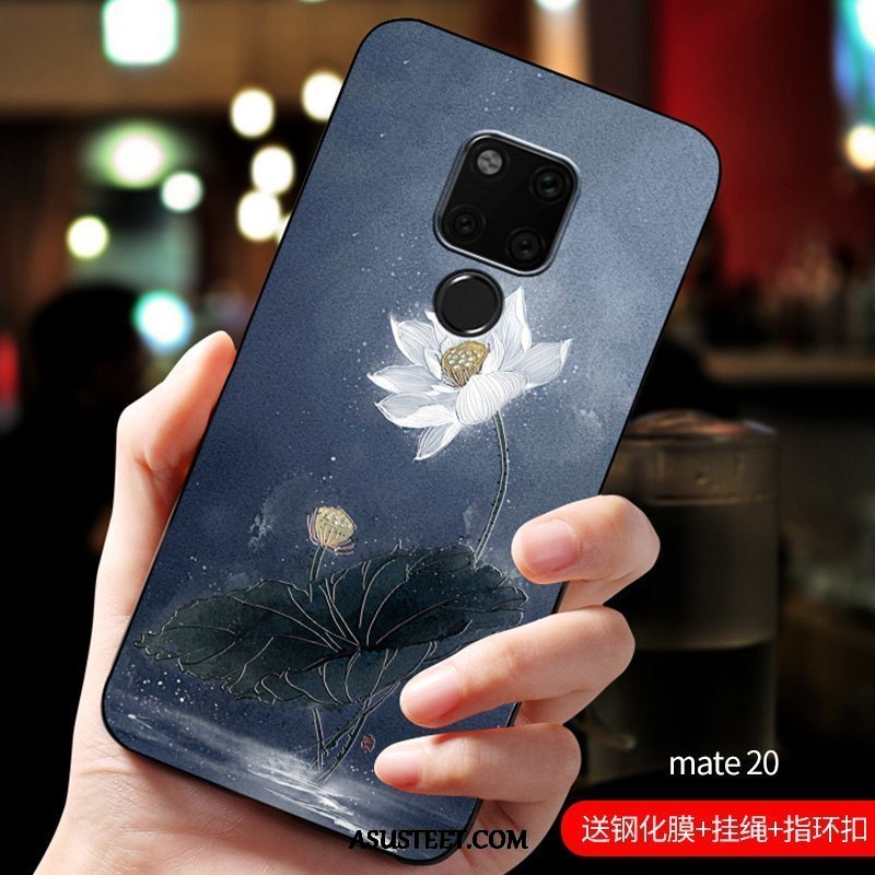 Huawei Mate 20 Kuoret Kohokuviointi Muokata Pesty Suede Suojaus Silikoni