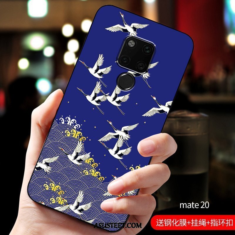 Huawei Mate 20 Kuoret Kohokuviointi Muokata Pesty Suede Suojaus Silikoni