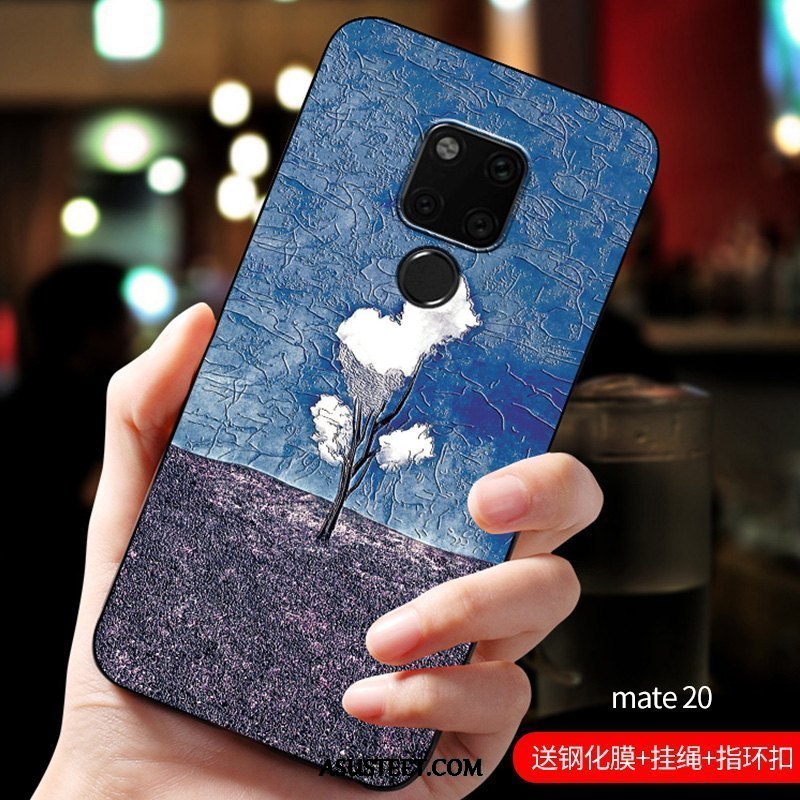 Huawei Mate 20 Kuoret Kohokuviointi Muokata Pesty Suede Suojaus Silikoni