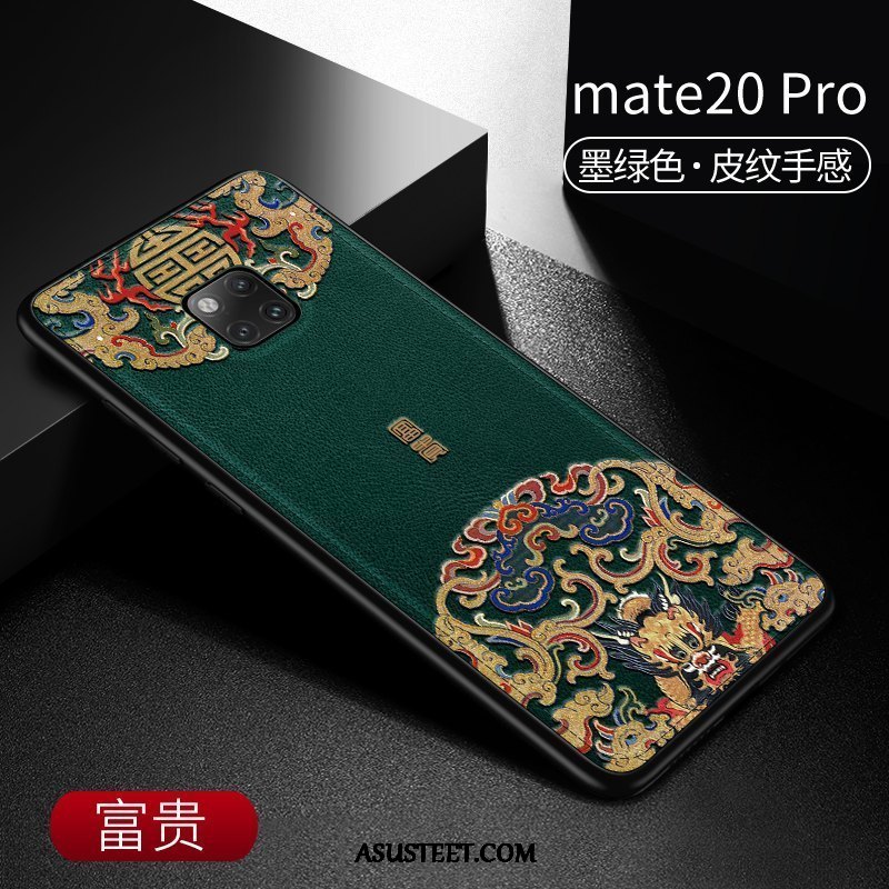 Huawei Mate 20 Pro Kuoret Vihreä Nahka Silikoni Kiinalainen Tyyli Kuori