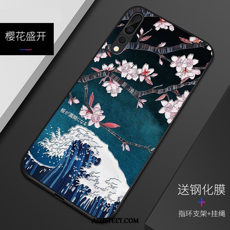 Huawei P20 Pro Kuoret Silikoni Persoonallisuus Pesty Suede Sininen Kotelo