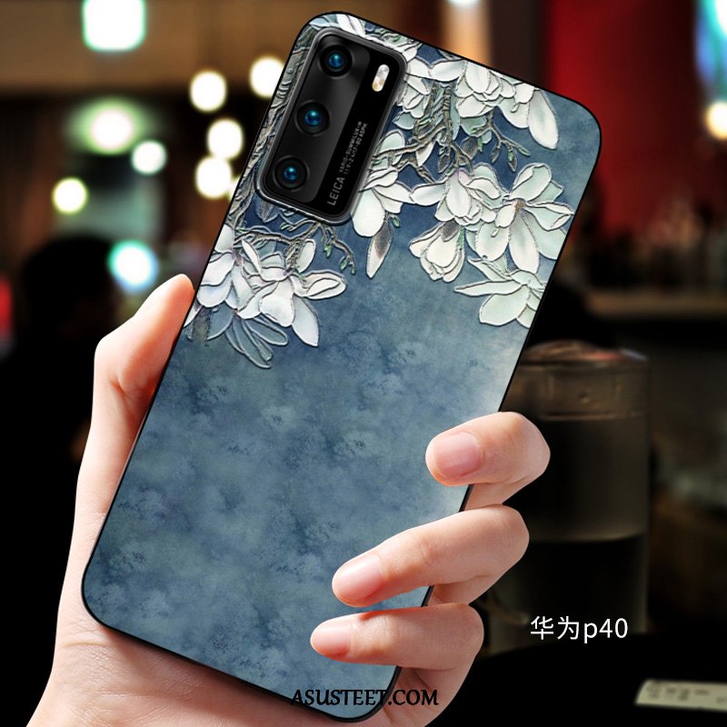 Huawei P40 Kuoret Sininen Kotelo Kuori Kohokuviointi Puhelimen