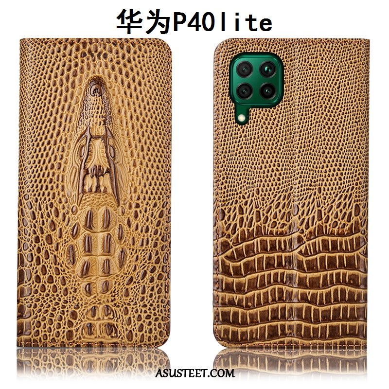 Huawei P40 Lite Kuoret Puhelimen Nahkakotelo Keltainen Suojaus All Inclusive