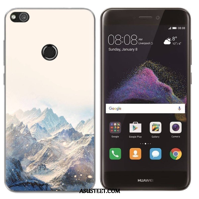 Huawei P8 Lite 2017 Kuoret Valkoinen Uusi Silikonikuori Kotelo Sininen