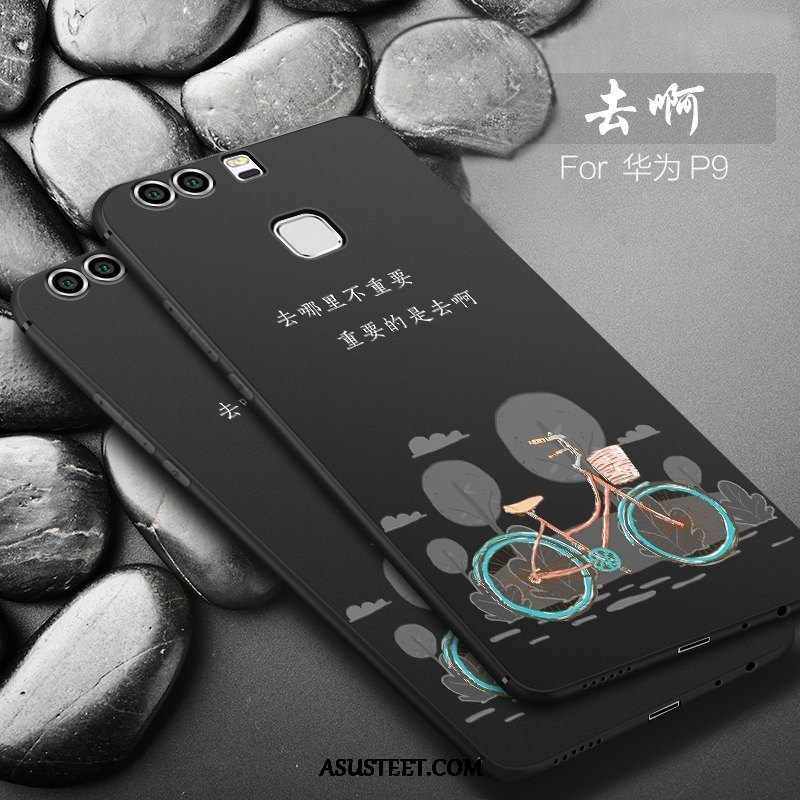 Huawei P9 Kuoret All Inclusive Kotelo Kiinteä Väri Suojaus Musta