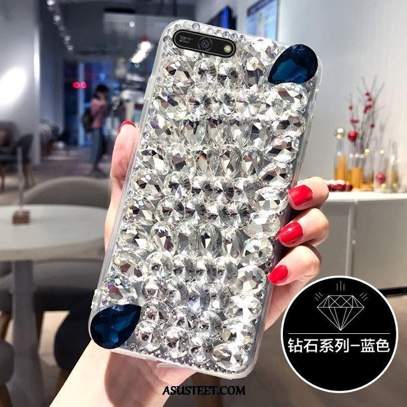 Huawei Y6 2018 Kuoret Murtumaton Rhinestone Inlay Musta Korkea Kova