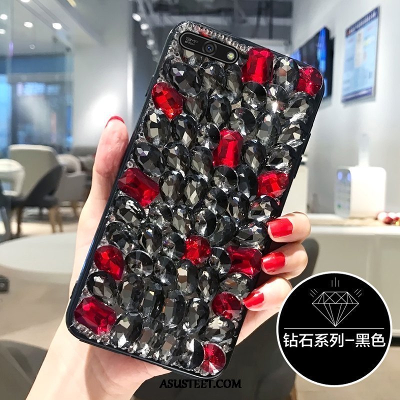 Huawei Y6 2018 Kuoret Murtumaton Rhinestone Inlay Musta Korkea Kova