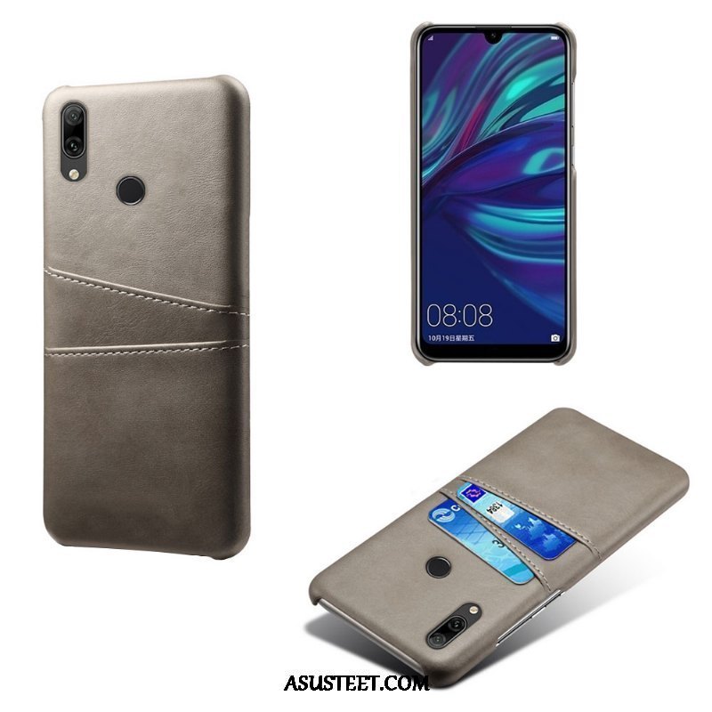 Huawei Y7 2019 Kuoret Nahka Liiketoiminta Kortti Murtumaton Kotelo