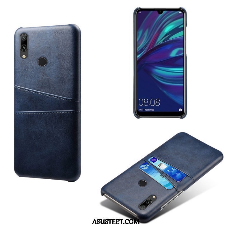 Huawei Y7 2019 Kuoret Nahka Liiketoiminta Kortti Murtumaton Kotelo