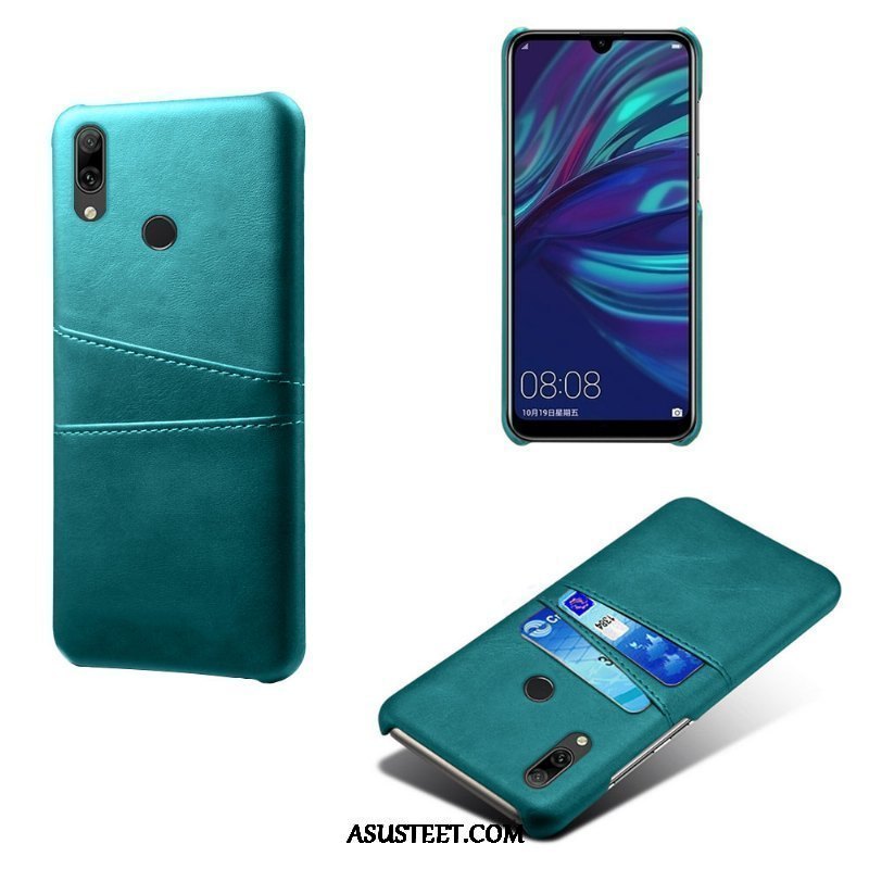 Huawei Y7 2019 Kuoret Nahka Liiketoiminta Kortti Murtumaton Kotelo